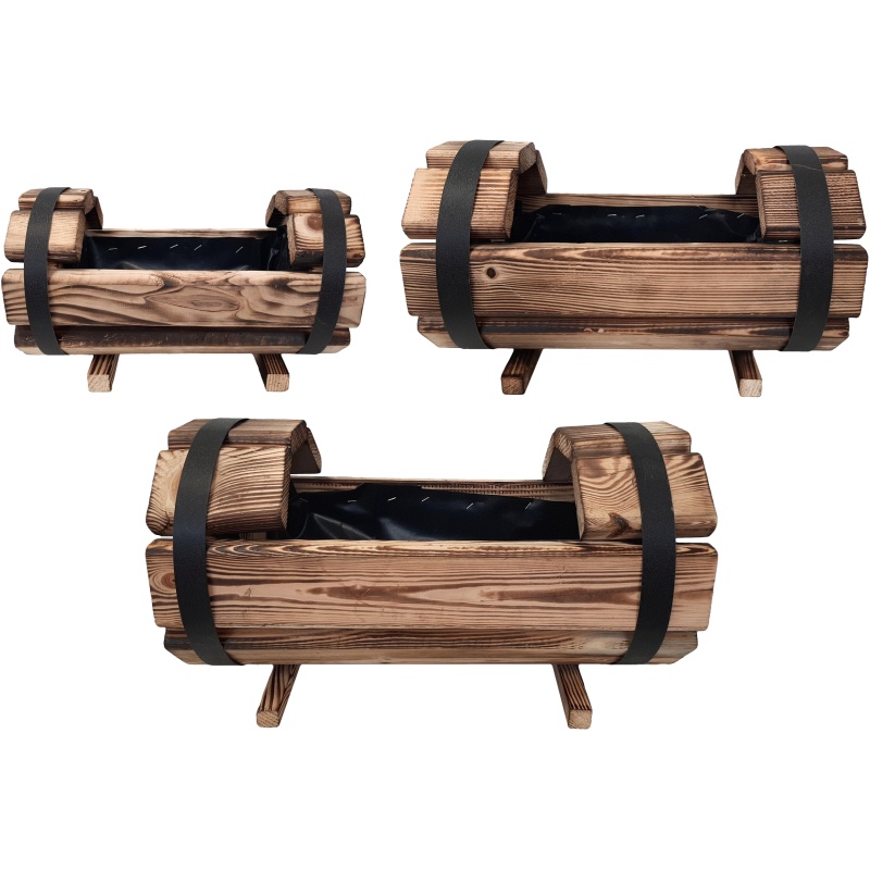 Set drvenih cvjetnih posuda (3 kom)