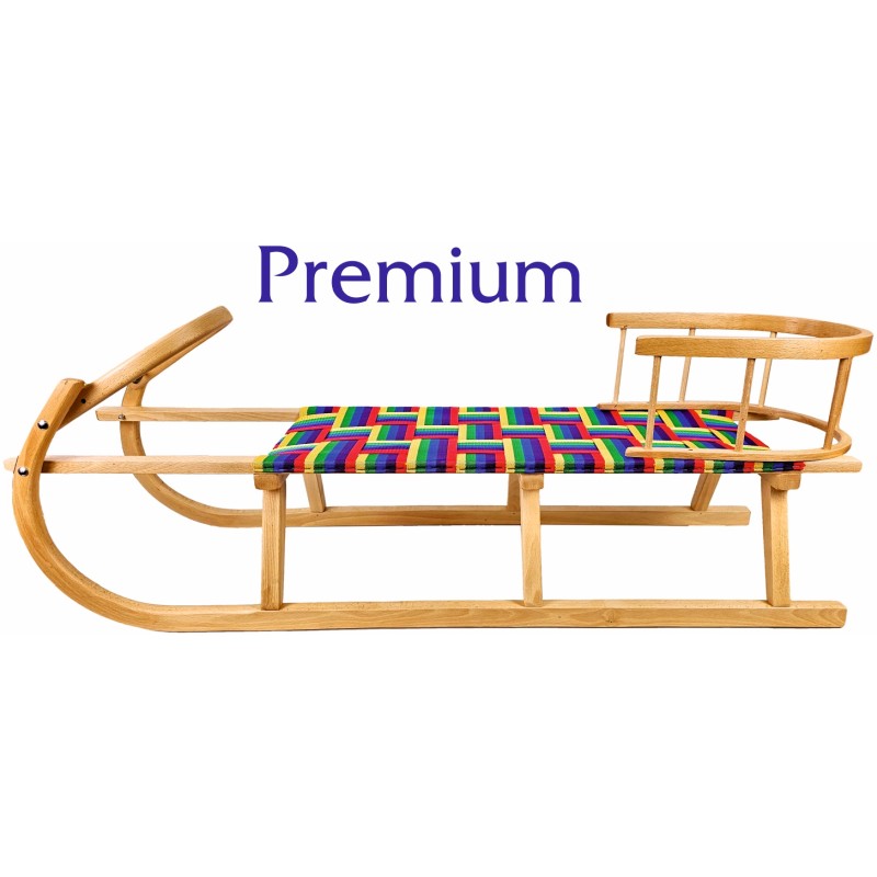 Drvene sanjke s naslonom PREMIUM 45 x 39 x 124 cm