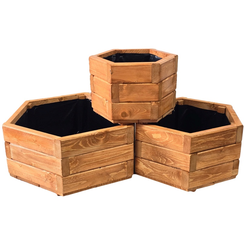 Set drvenih cvjetnih posuda (3 kom)