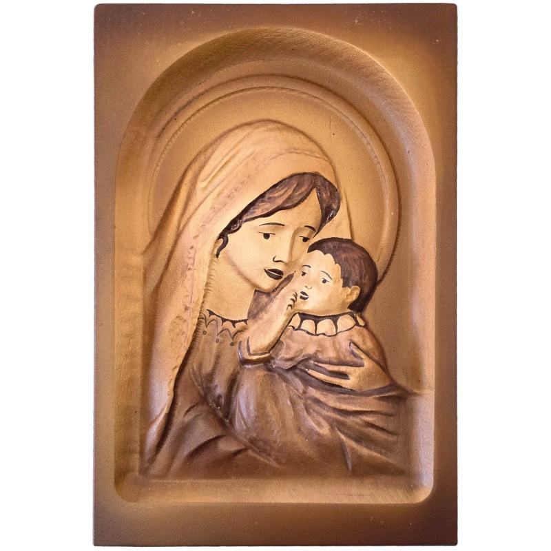 Drvena slika Djevice Marije s malim Isusom 25 x 36 cm