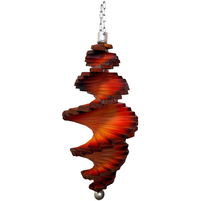 Drvena spirala za vjetar, crvena 40 cm