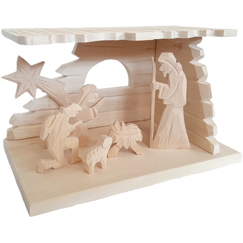 Drvene ručno rezbarene jaslice 25x15x15 cm