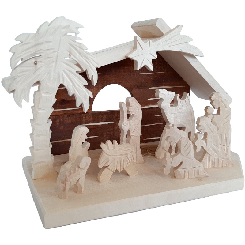 Drvene ručno rezbarene jaslice 25x15x17 cm