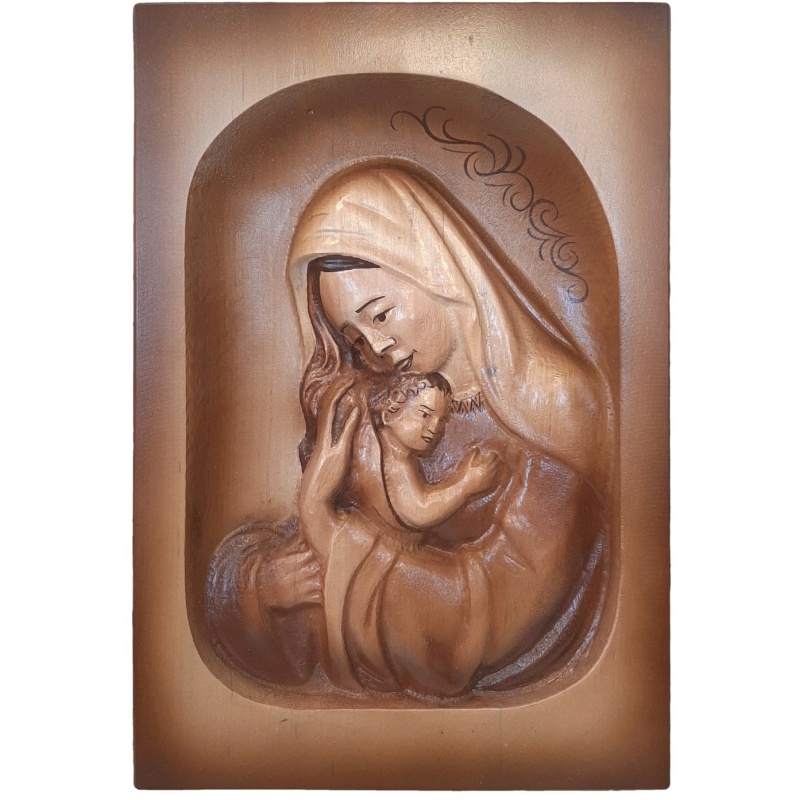 Drvena slika Djevice Marije s malim Isusom 25 x 36 cm